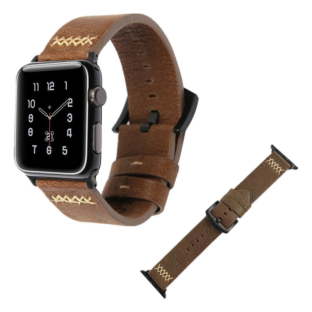 Meget elegant Apple Watch Series 5 40mm Ægte læder Rem - Brun#serie_1