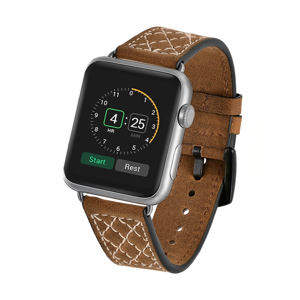  Apple Watch Series 5 40mm / Apple Watch 40mm Ægte læder Rem - Brun#serie_056