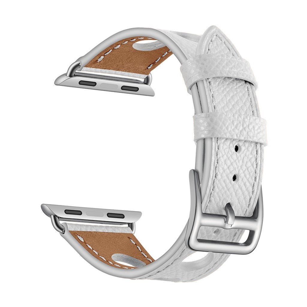  Apple Watch Series 5 40mm / Apple Watch 40mm Ægte læder Rem - Hvid#serie_1