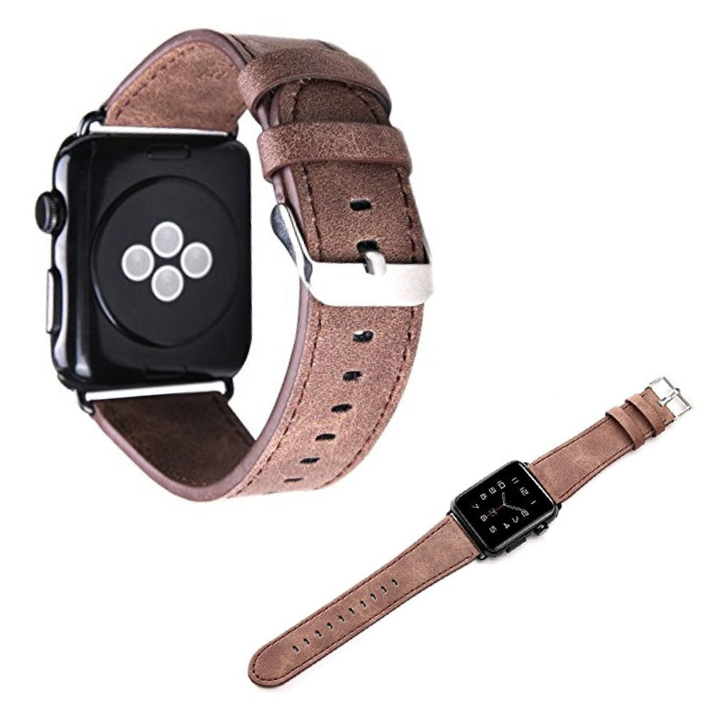  Apple Watch Series 5 44mm / Apple Watch 44mm Ægte læder Rem - Brun#serie_2