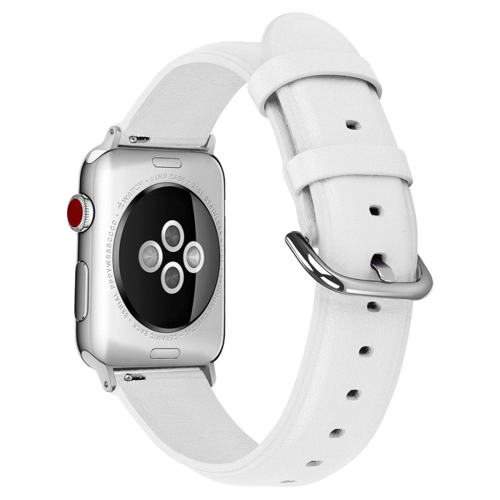 Mega smuk Apple Watch Series 5 44mm Ægte læder Rem - Hvid#serie_2