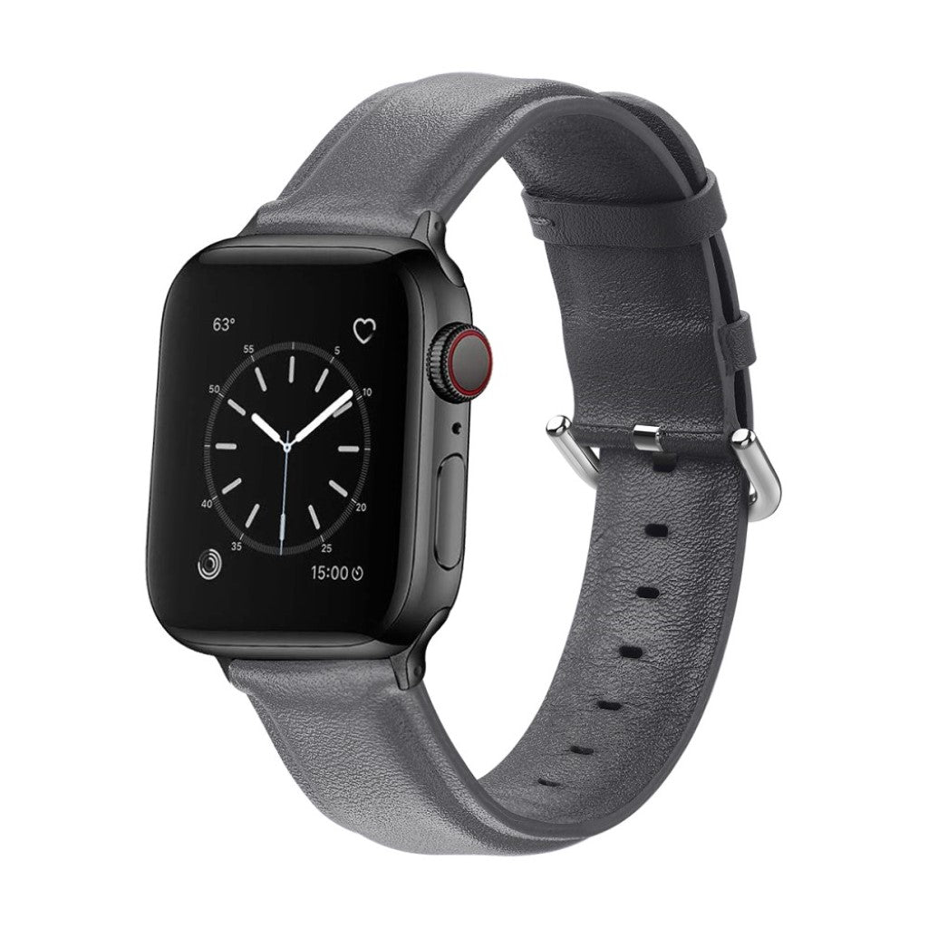 Mega smuk Apple Watch Series 5 44mm Ægte læder Rem - Sølv#serie_3