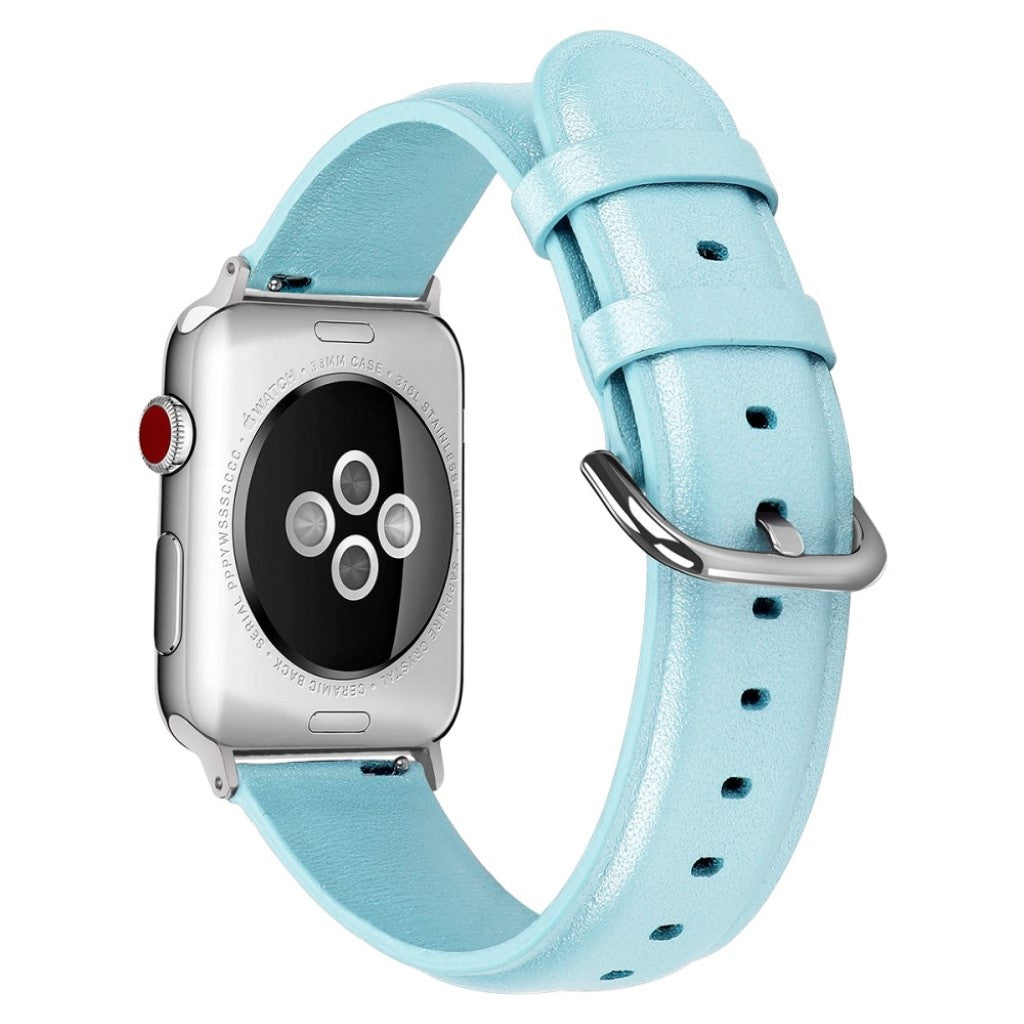 Mega smuk Apple Watch Series 5 44mm Ægte læder Rem - Blå#serie_5