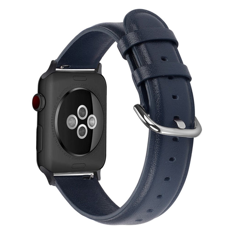 Mega smuk Apple Watch Series 5 44mm Ægte læder Rem - Blå#serie_6