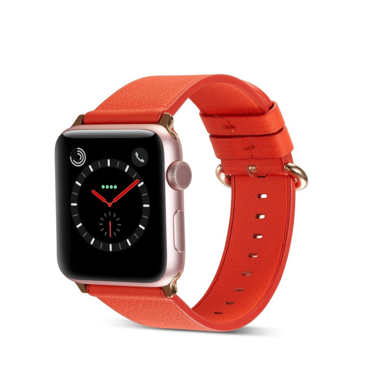 Solid Apple Watch Series 5 44mm Ægte læder Rem - Orange#serie_4