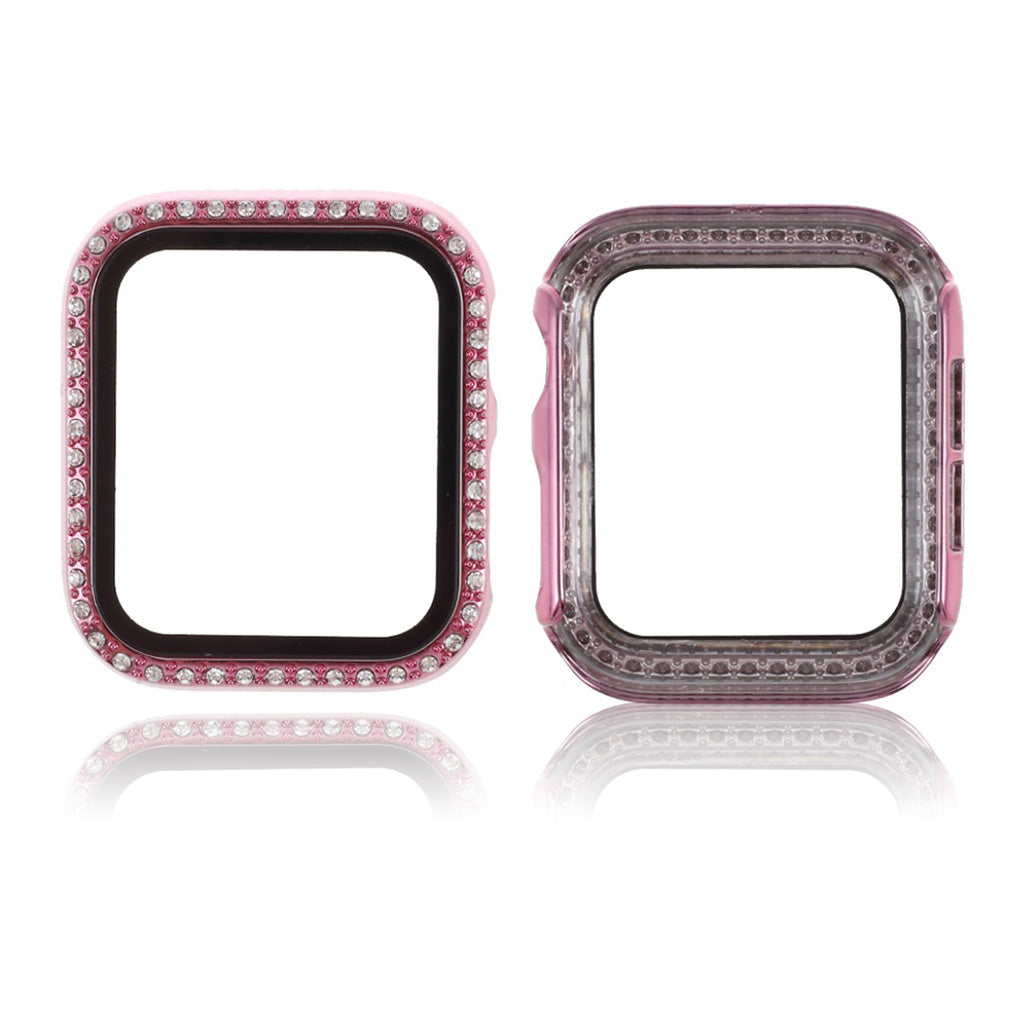 Super Flot Universal Apple Cover med Skærmbeskytter i Rhinsten, Silikone og Hærdet Glas - Pink#serie_4