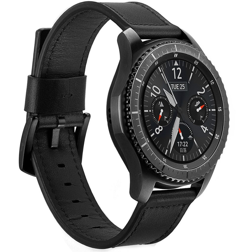  Samsung Gear S3 / Samsung Gear S3 Frontier Ægte læder Rem - Sort#serie_1