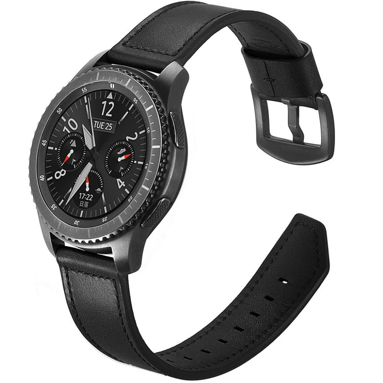  Samsung Gear S3 / Samsung Gear S3 Frontier Ægte læder Rem - Sort#serie_1