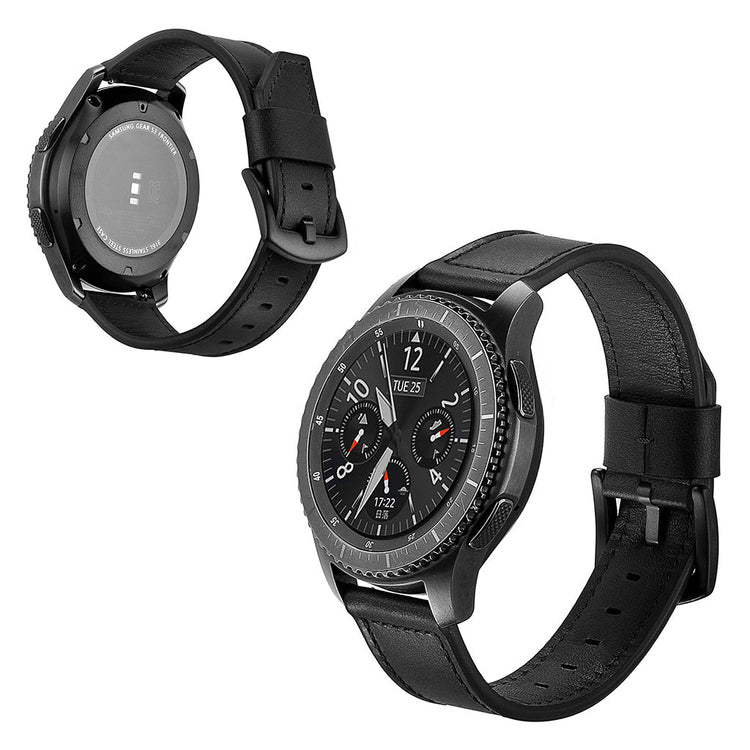  Samsung Gear S3 / Samsung Gear S3 Frontier Ægte læder Rem - Sort#serie_1