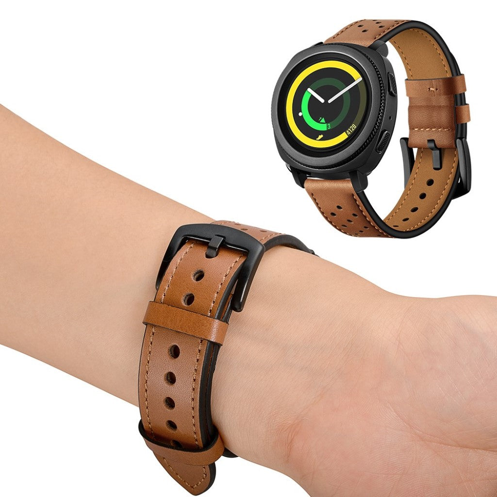 Super smuk Samsung Gear Sport Ægte læder Rem - Brun#serie_1