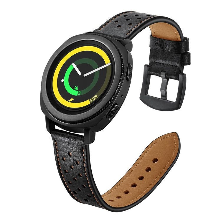 Super smuk Samsung Gear Sport Ægte læder Rem - Sort#serie_2