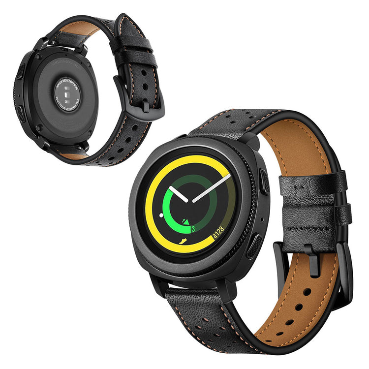 Super smuk Samsung Gear Sport Ægte læder Rem - Sort#serie_2