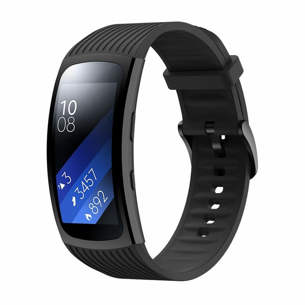 Helt vildt sejt Samsung Gear Fit2 Pro Silikone Rem - Størrelse: L - Sort#serie_1