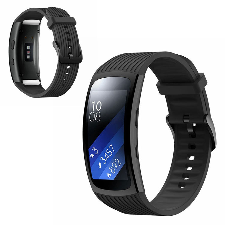 Helt vildt sejt Samsung Gear Fit2 Pro Silikone Rem - Størrelse: L - Sort#serie_1