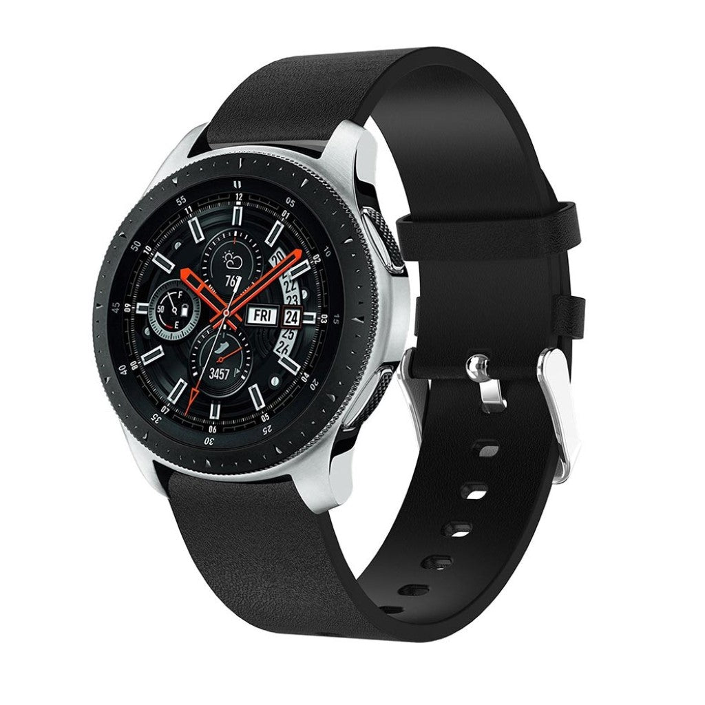 Super slidstærk Samsung Galaxy Watch (46mm) Ægte læder Rem - Sort#serie_2