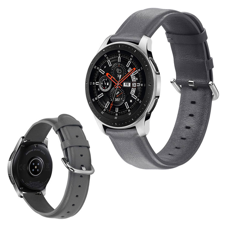 Meget fint Samsung Galaxy Watch (46mm) Ægte læder Rem - Sølv#serie_3