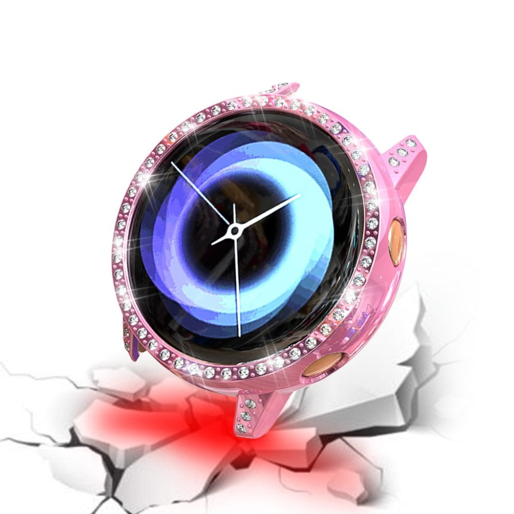 Samsung Galaxy Watch Active  Rhinsten og Silikone Bumper  - Pink#serie_3