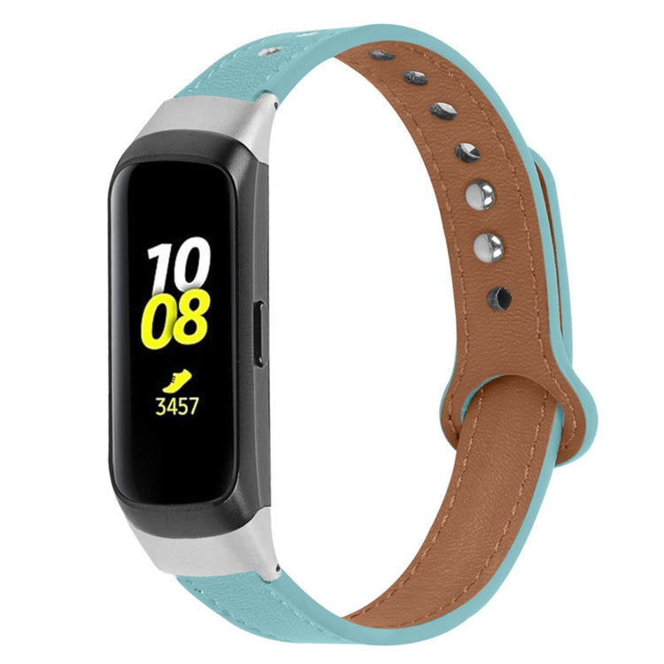 Meget pænt Samsung Galaxy Fit Ægte læder Urrem - Blå#serie_10