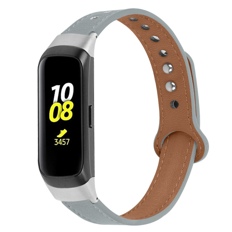 Meget pænt Samsung Galaxy Fit Ægte læder Urrem - Sølv#serie_8