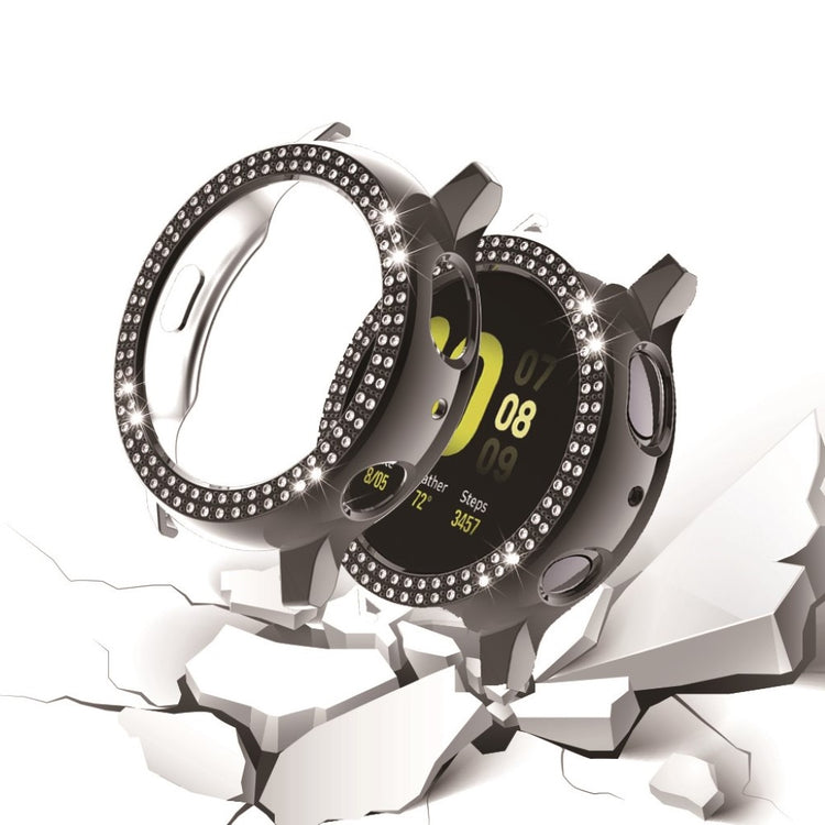 Samsung Galaxy Watch Active 2 - 40mm Elegant Rhinsten og Silikone Bumper  - Sort#serie_1