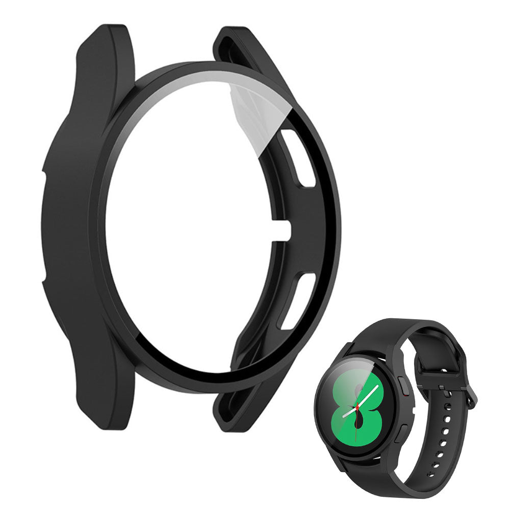 Rigtigt Fed Samsung Galaxy Watch 4 (40mm) Cover med Skærmbeskytter i Plastik og Hærdet Glas - Sort#serie_1