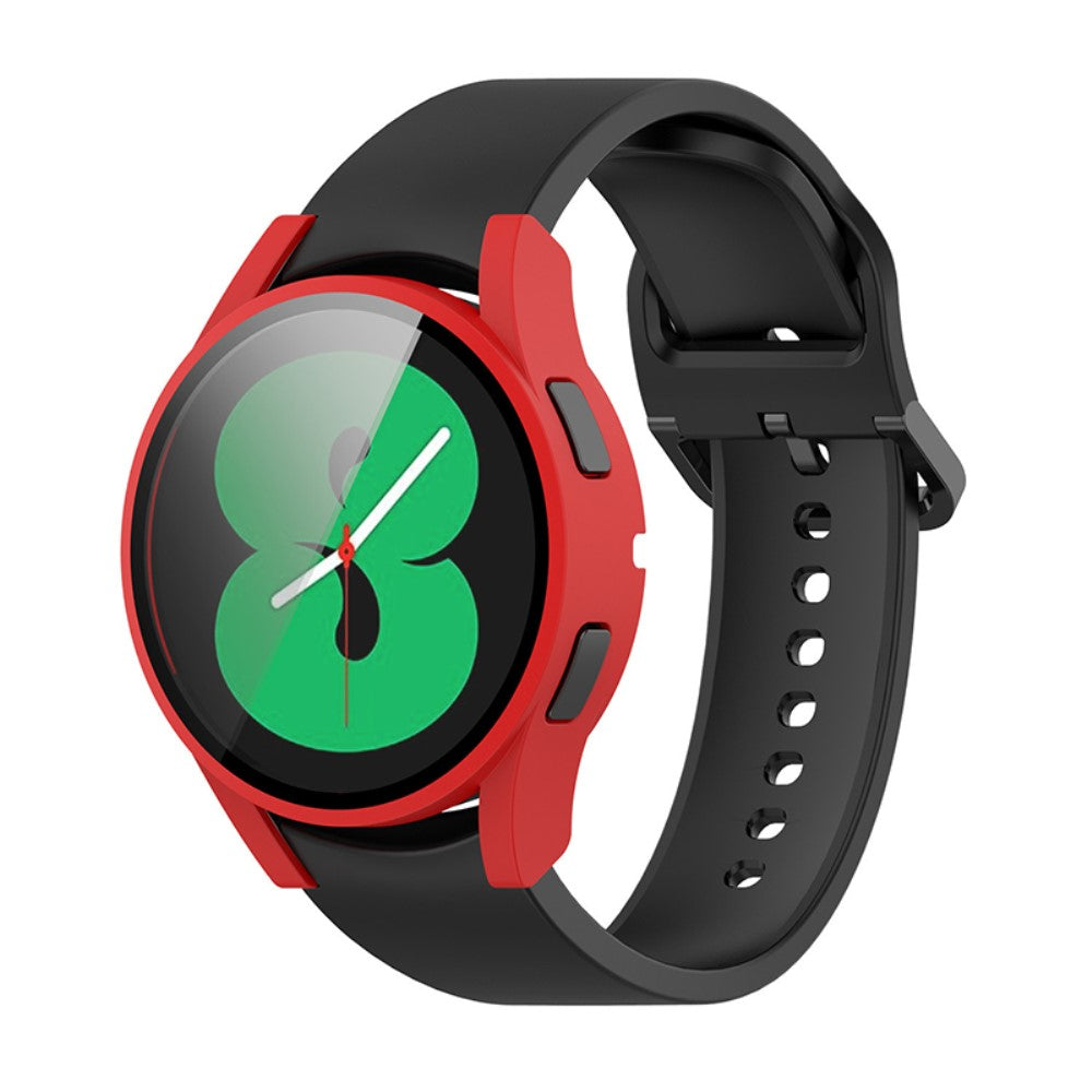 Rigtigt Fed Samsung Galaxy Watch 4 (40mm) Cover med Skærmbeskytter i Plastik og Hærdet Glas - Rød#serie_4