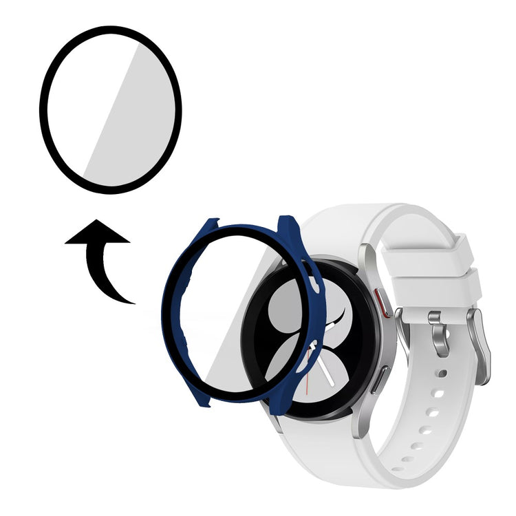 Rigtigt Fint Samsung Galaxy Watch 4 (40mm) Cover med Skærmbeskytter i Plastik og Hærdet Glas - Blå#serie_4