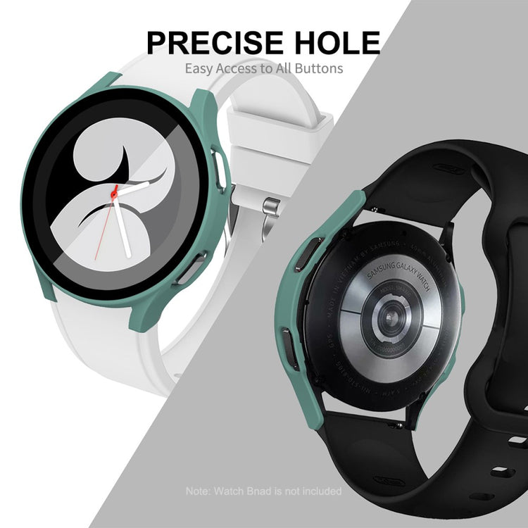 Super Fint Samsung Galaxy Watch 4 (44mm) Cover med Skærmbeskytter i Plastik og Hærdet Glas - Sølv#serie_6