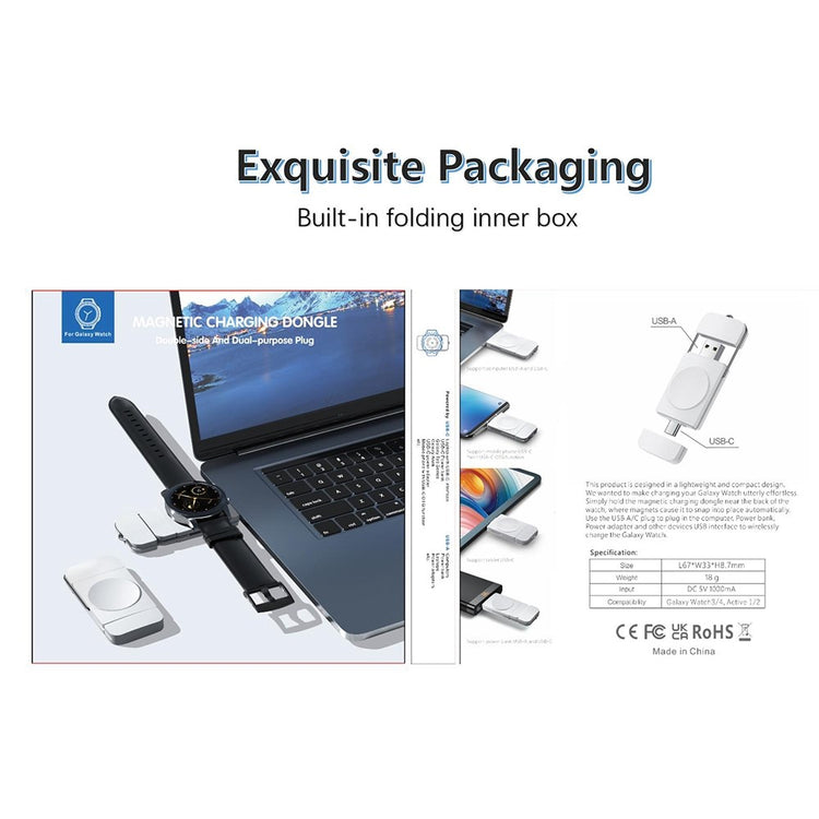 Plastik Universal Samsung Trådløs Magnetisk  USB Type-C Ladestation - Hvid#serie_421