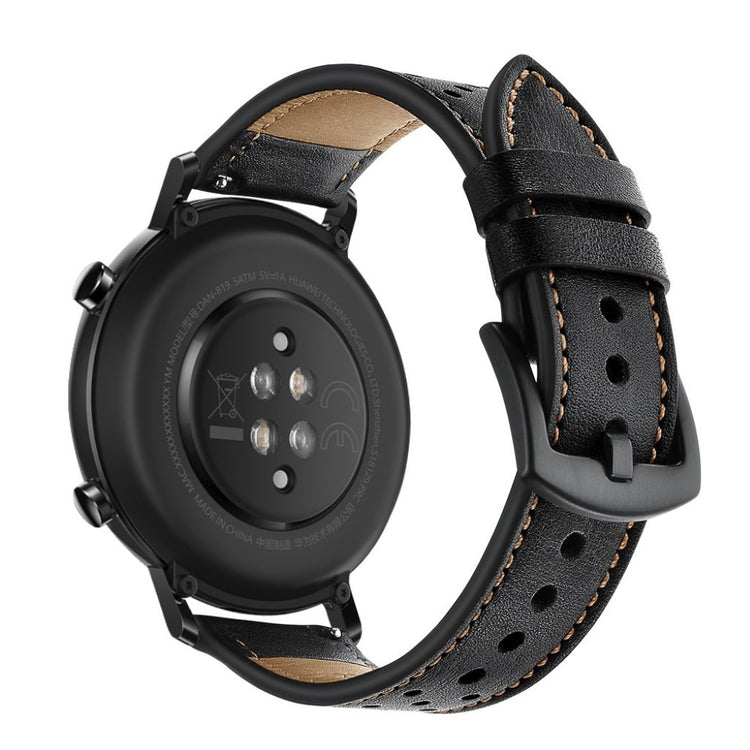 Meget godt Huawei Watch GT 2 42mm Ægte læder Rem - Sort#serie_1