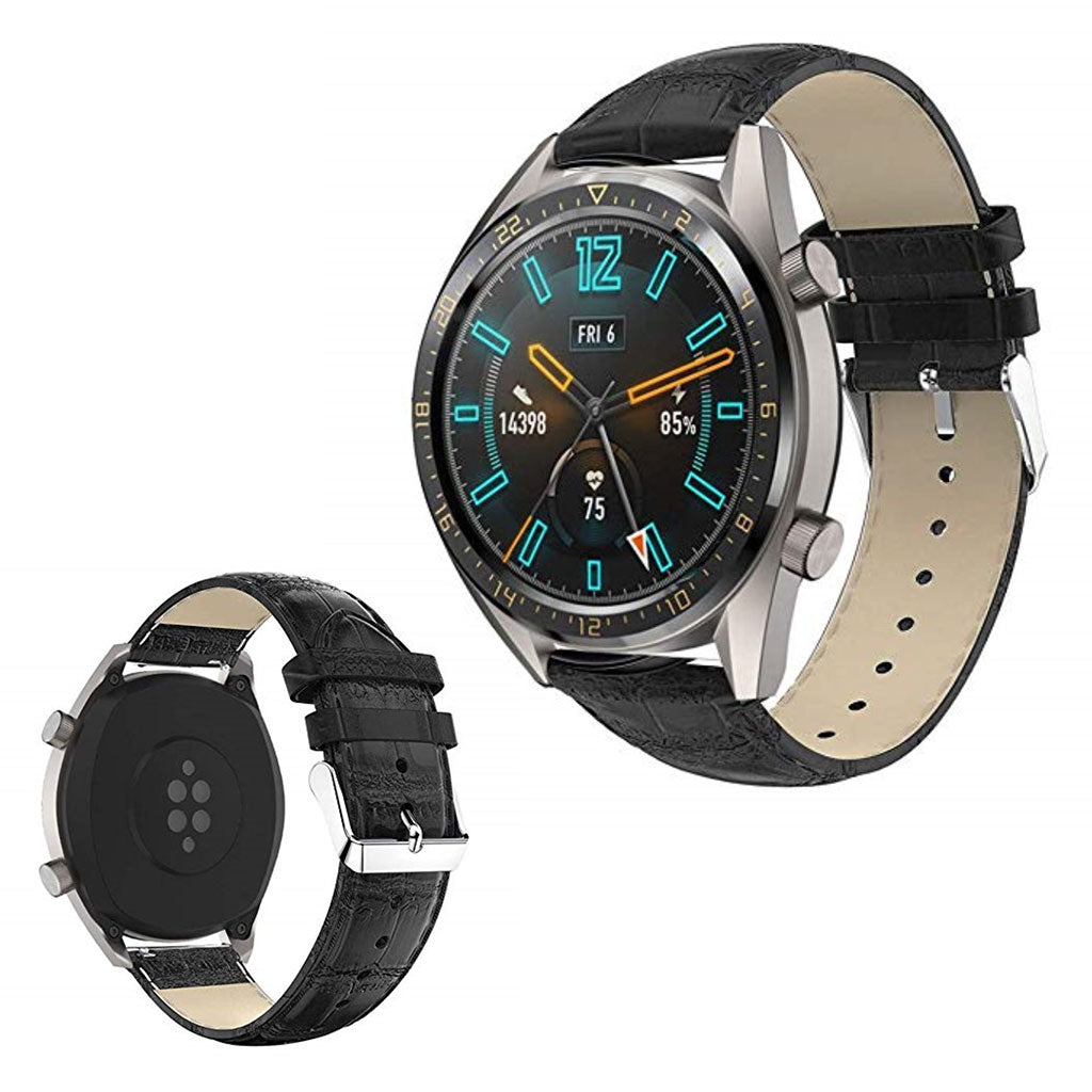 Super skøn Huawei Watch GT 2 46mm Ægte læder Rem - Sort#serie_1