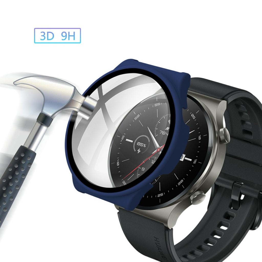 Rigtigt Fed Huawei Watch GT 2 Pro Cover med Skærmbeskytter i Plastik og Hærdet Glas - Blå#serie_6