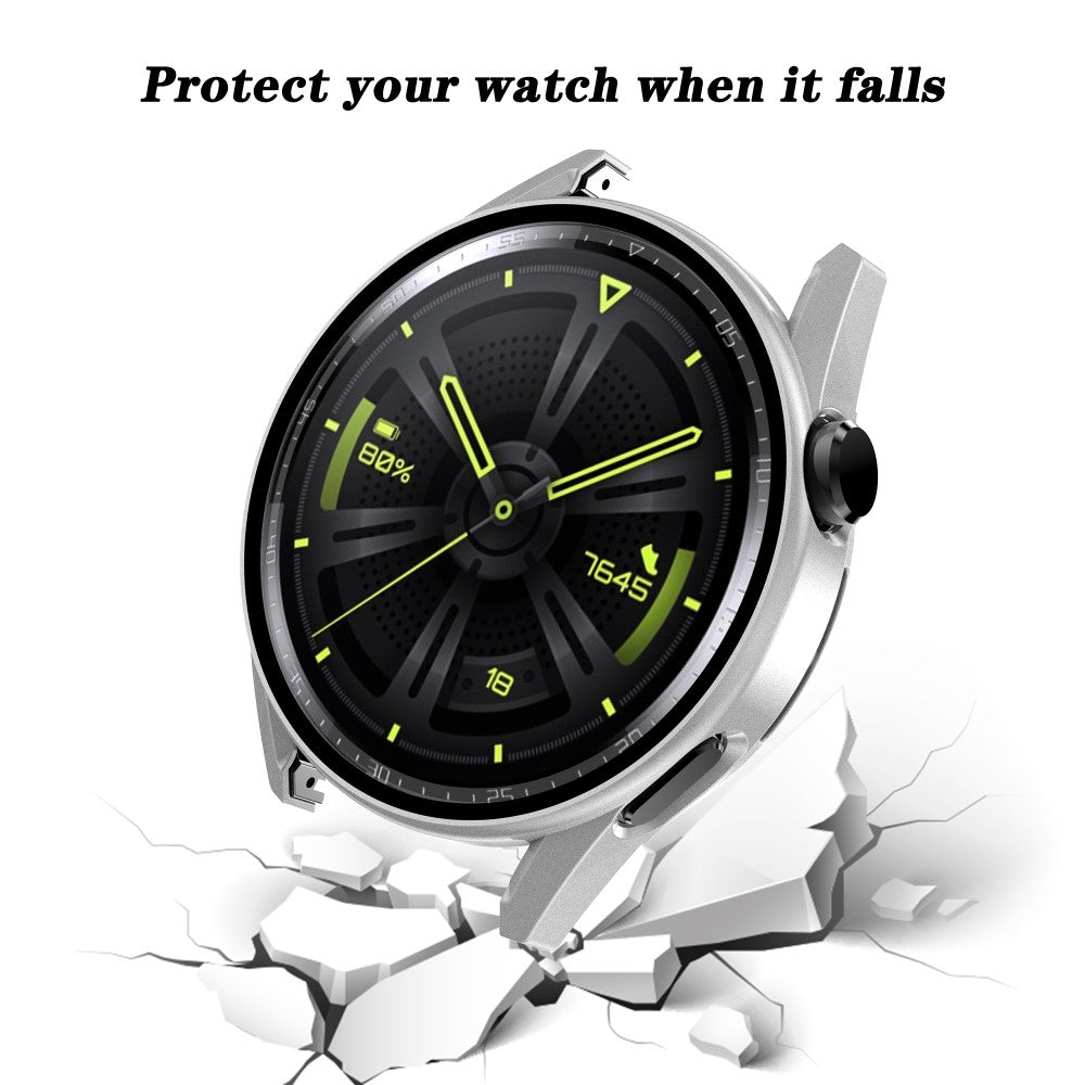 Mega Fint Huawei Watch GT 3 (42mm) Cover med Skærmbeskytter i Plastik og Hærdet Glas - Sølv#serie_4