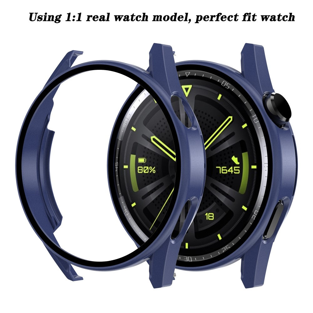 Mega Fint Huawei Watch GT 3 (42mm) Cover med Skærmbeskytter i Plastik og Hærdet Glas - Blå#serie_9