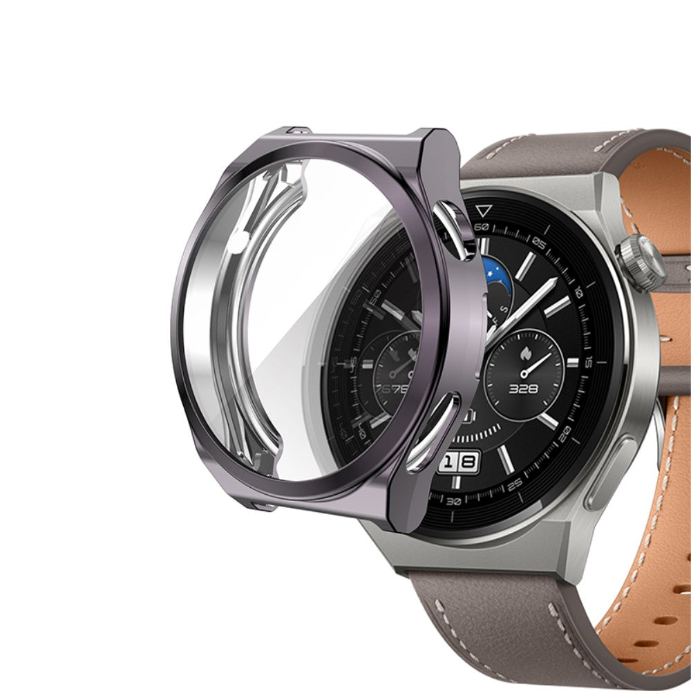 Mega Flot Huawei Watch GT 3 Pro 43mm Cover med Skærmbeskytter i Silikone - Sølv#serie_3