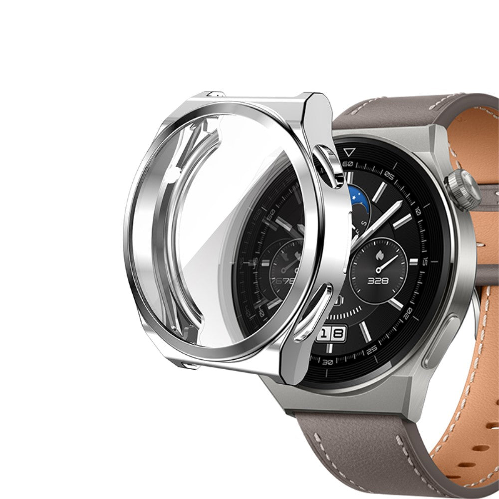 Mega Flot Huawei Watch GT 3 Pro 43mm Cover med Skærmbeskytter i Silikone - Sølv#serie_6