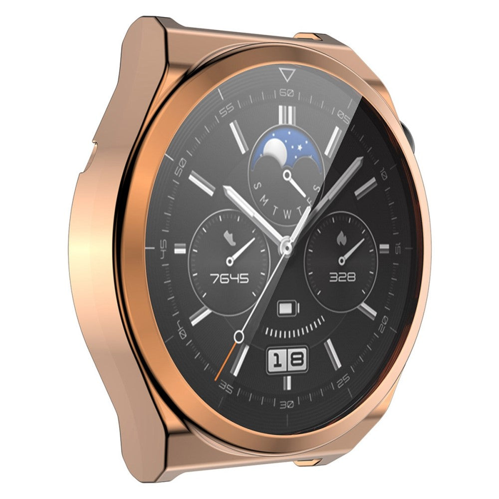 Rigtigt Fint Huawei Watch GT 3 Pro 43mm Cover med Skærmbeskytter i Silikone og Hærdet Glas - Pink#serie_4