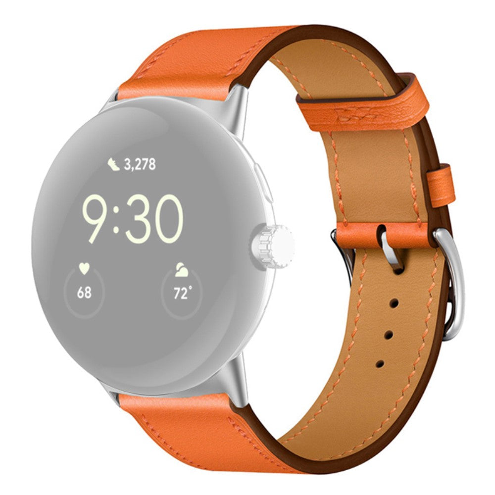 Mega fint Google Pixel Watch Ægte læder Rem - Orange#serie_3