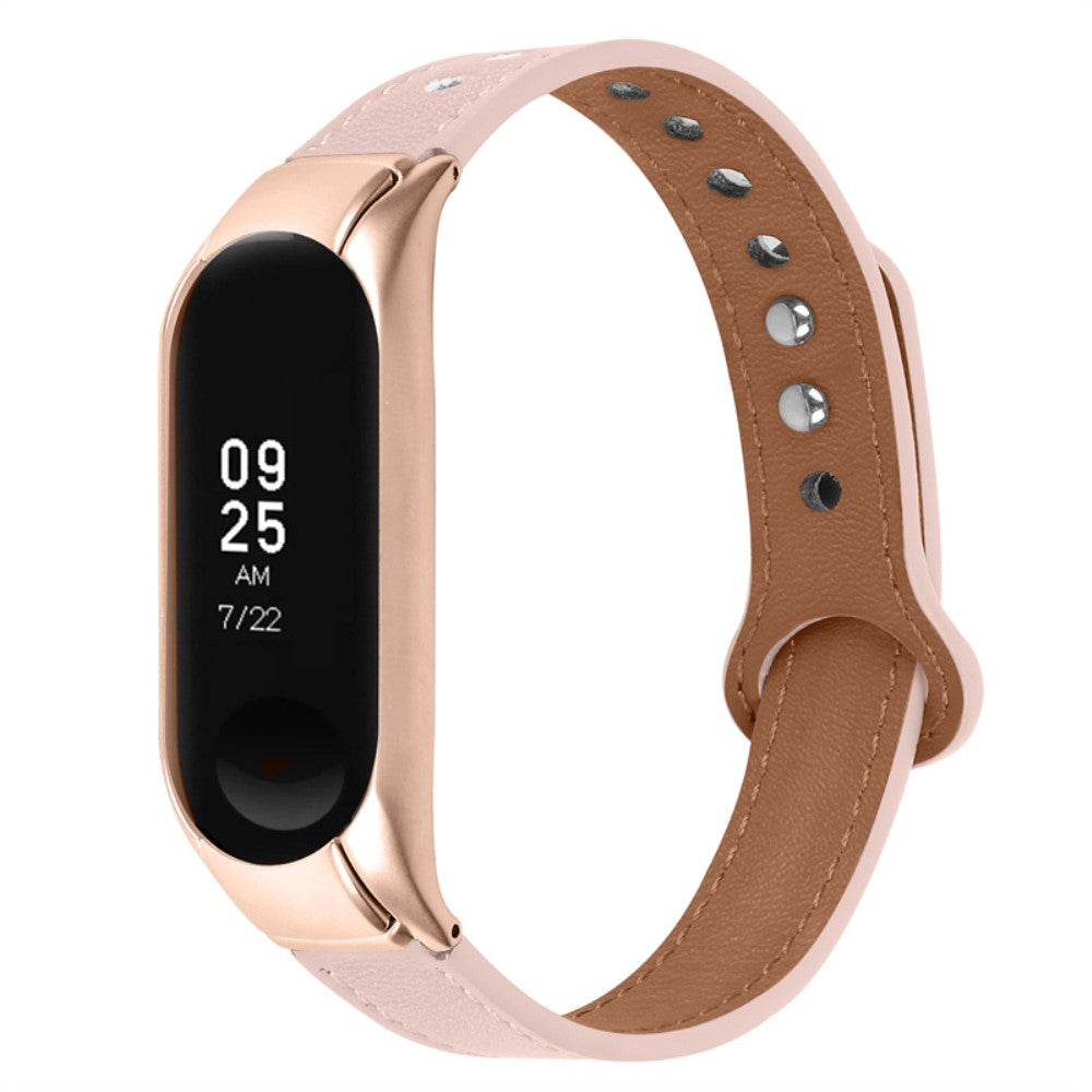  Xiaomi Mi Smart Band 6 / Xiaomi Mi Band 5 Ægte læder Urrem - Pink#serie_4