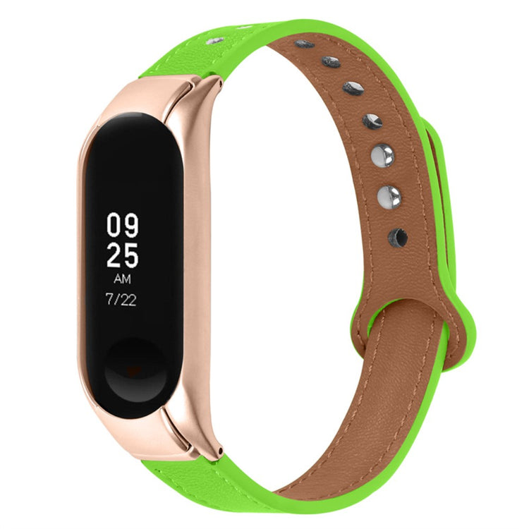  Xiaomi Mi Smart Band 6 / Xiaomi Mi Band 5 Ægte læder Urrem - Grøn#serie_9