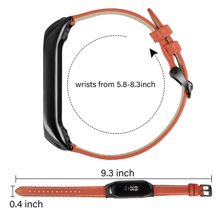 Super fint Xiaomi Mi Band 7 Ægte læder Urrem - Orange#serie_2