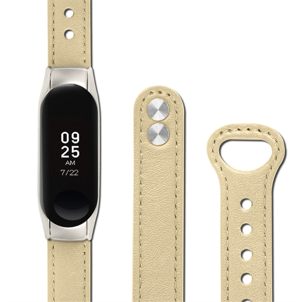  Xiaomi Mi Smart Band 4 / Xiaomi Mi Band 3 Ægte læder Urrem - Beige#serie_5