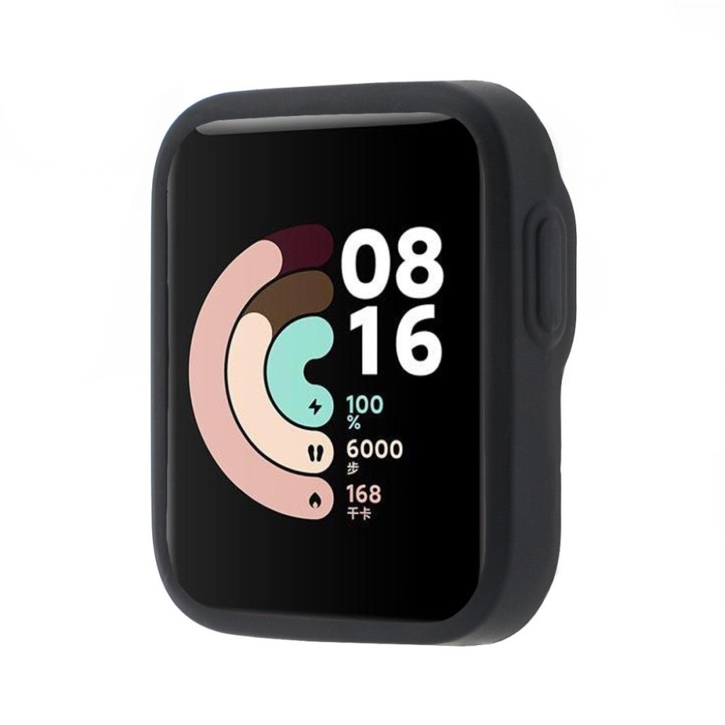 Rigtigt Godt Xiaomi Redmi Watch Cover med Skærmbeskytter i Silikone - Sort#serie_2