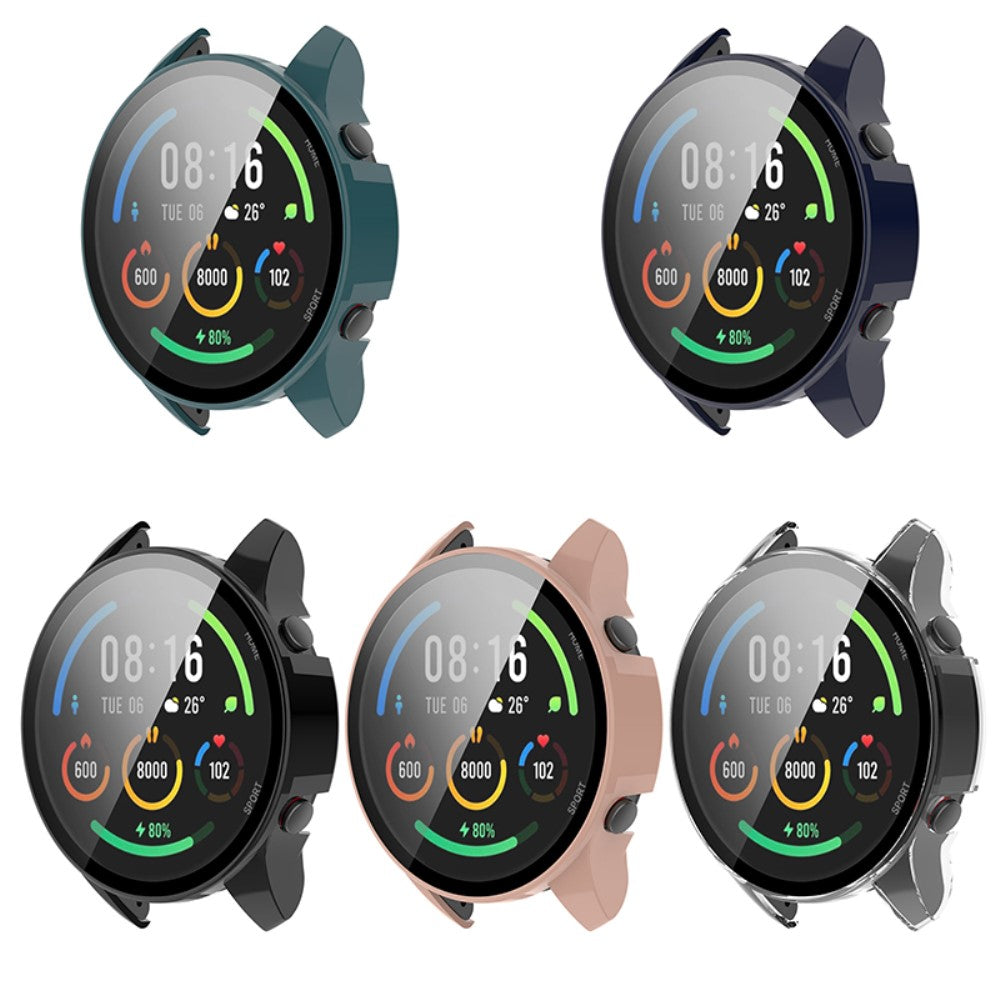 Godt Xiaomi Mi Watch Color Sports Cover med Skærmbeskytter i Plastik og Hærdet Glas - Sort#serie_1