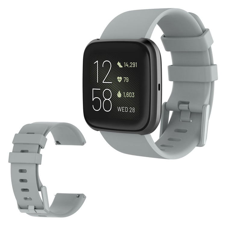 Vildt sejt Fitbit Versa 2 / Fitbit Versa Lite Silikone Rem - Størrelse: S - Sølv#serie_3