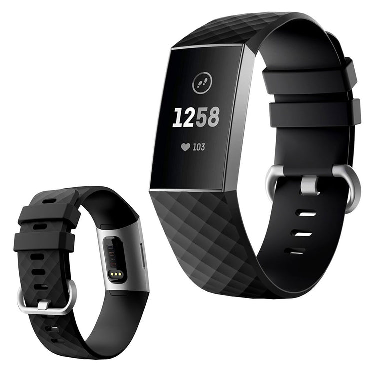 Mega sejt Fitbit Charge 4 / Fitbit Charge 3 Silikone Rem - Størrelse: L - Sort#serie_1