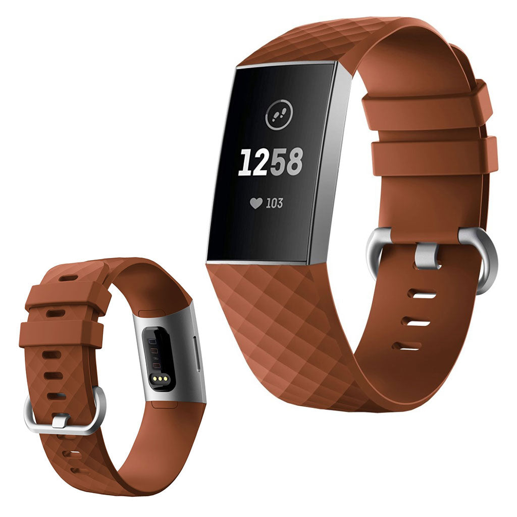 Mega sejt Fitbit Charge 4 / Fitbit Charge 3 Silikone Rem - Størrelse: L - Brun#serie_10