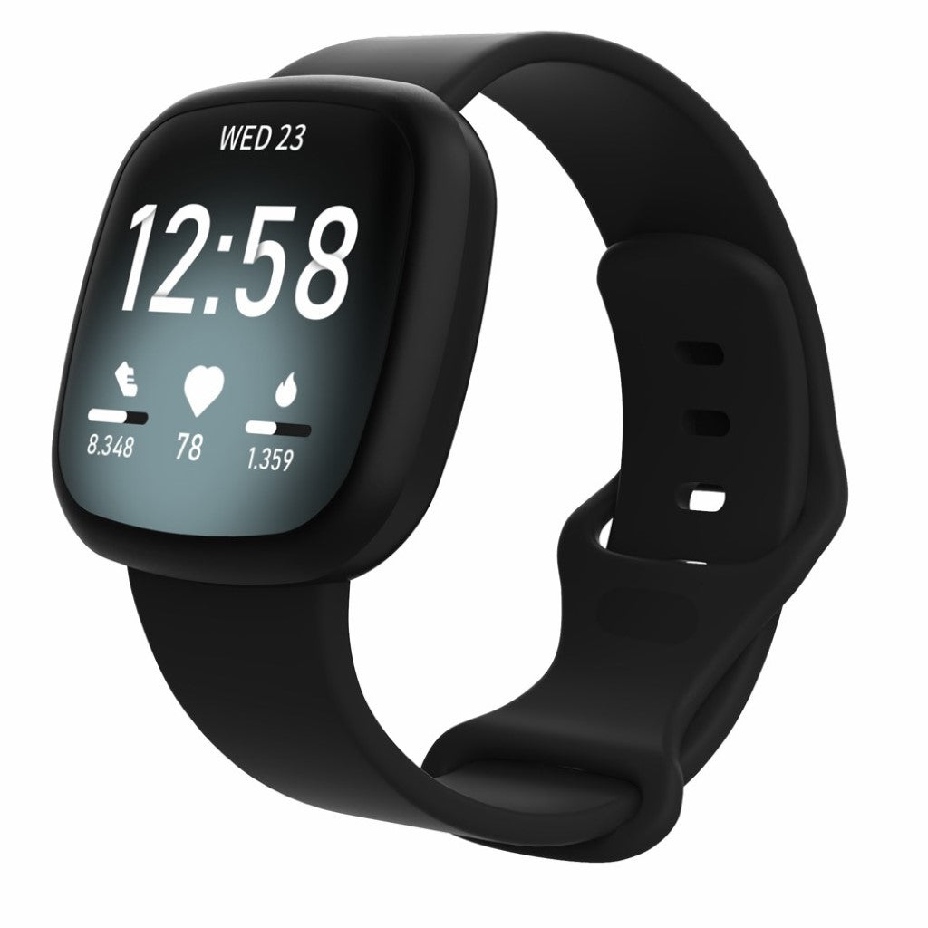 Helt vildt sejt Fitbit Versa 3 / Fitbit Sense Silikone Rem - Størrelse: L - Sort#serie_1