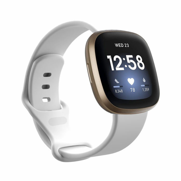 Helt vildt sejt Fitbit Versa 3 / Fitbit Sense Silikone Rem - Størrelse: L - Hvid#serie_5