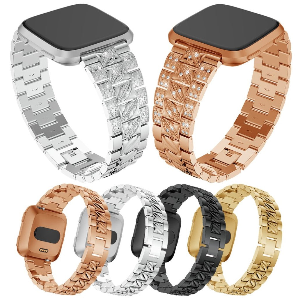 Super cool Fitbit Versa Metal og Rhinsten Rem - Sølv#serie_3